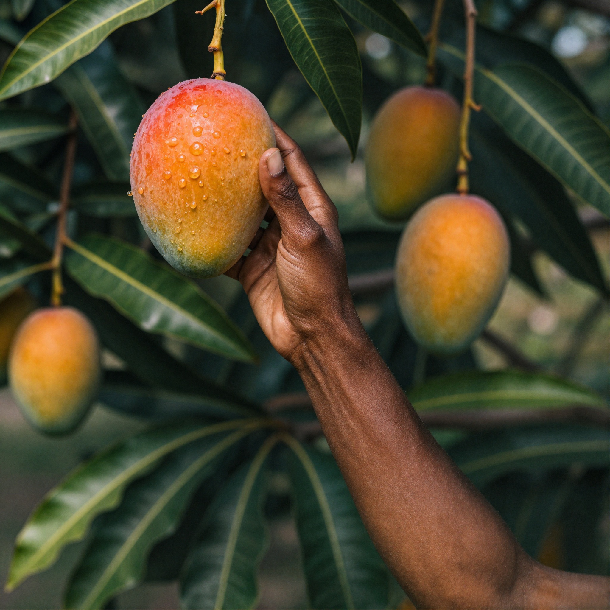 Hand picking ripe fruit